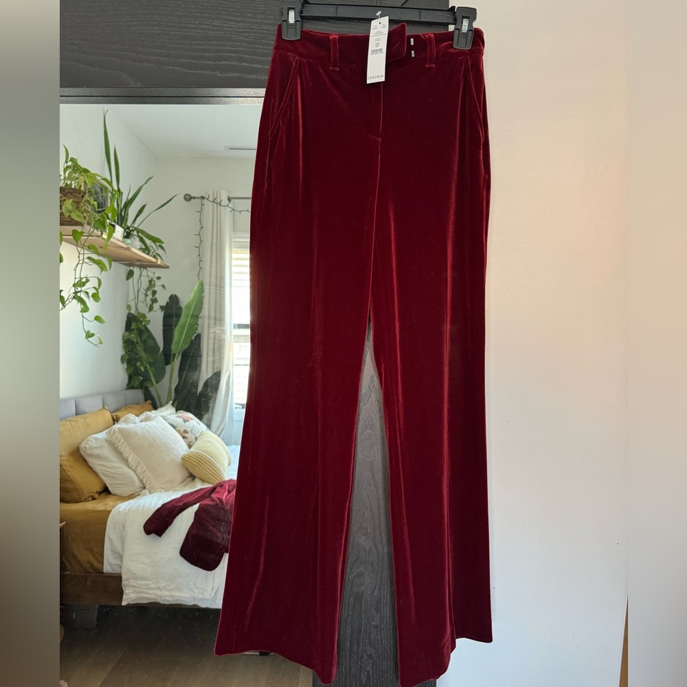 WHBM Red Velvet Trousers size0P NWT